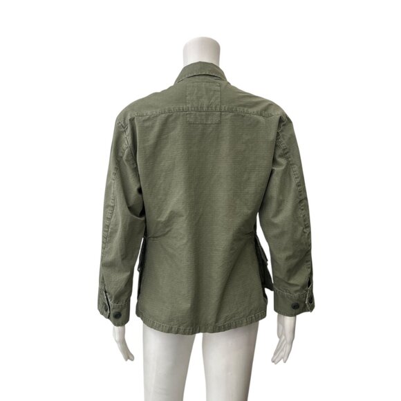 $525 R13 Olive Green Vintage Wash Military Shrunken Army Cotton Jacket sz Small - Picture 6 of 11